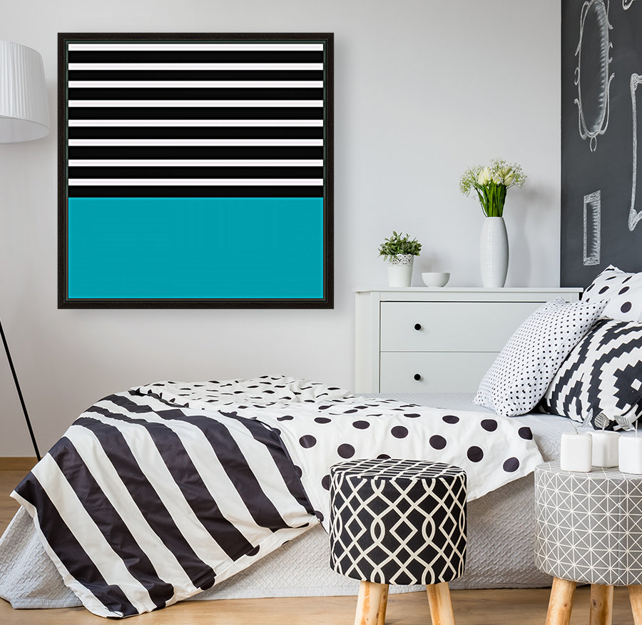 Black & White Stripes with Pacific Blue Patch Reproduction