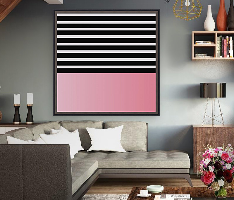 Black & White Stripes with Pink Gradient Patch Reproduction