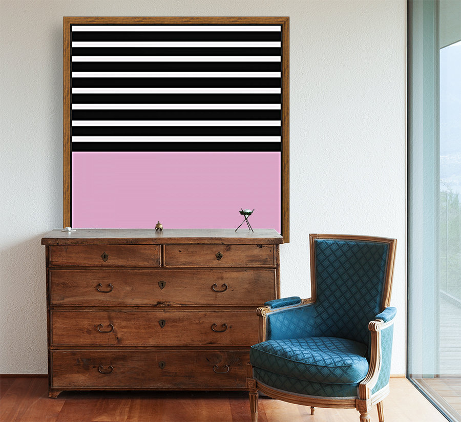 Black & White Stripes with Azalea Patch Reproduction