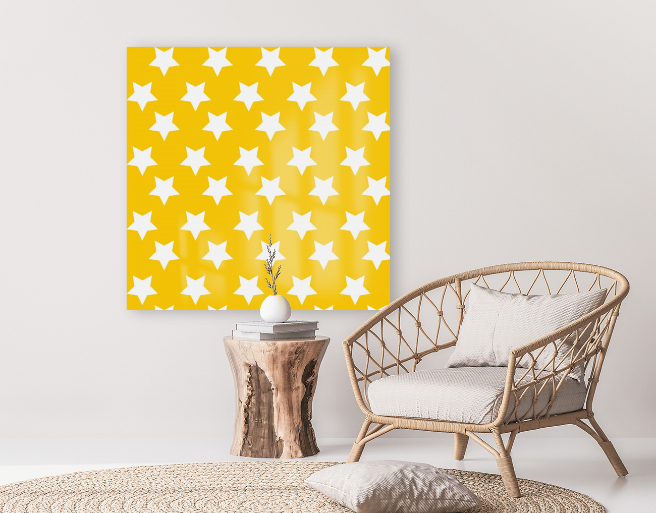 Yellow  White Stars Reproduction