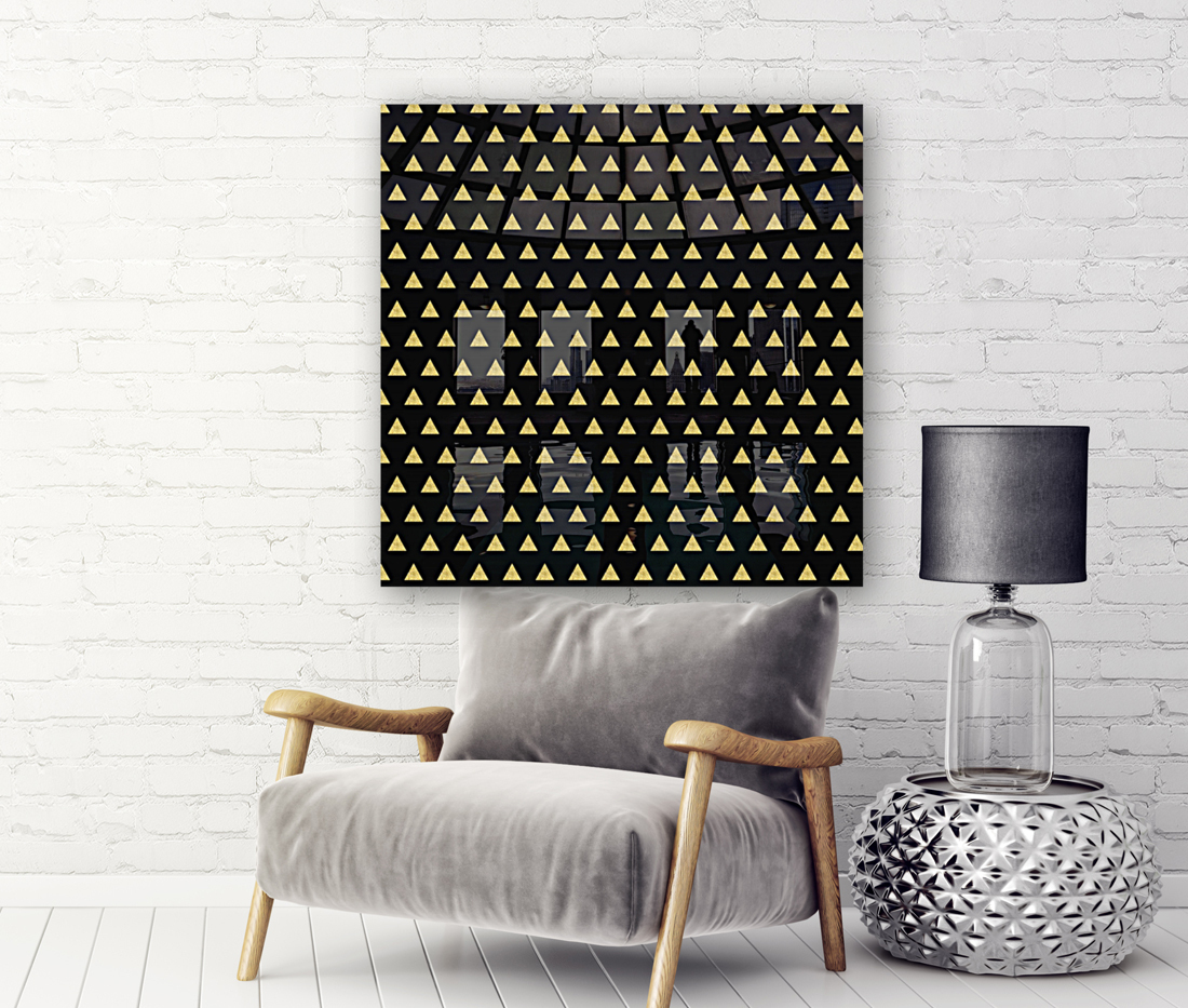 Gold Glitter Triangle Art Reproduction