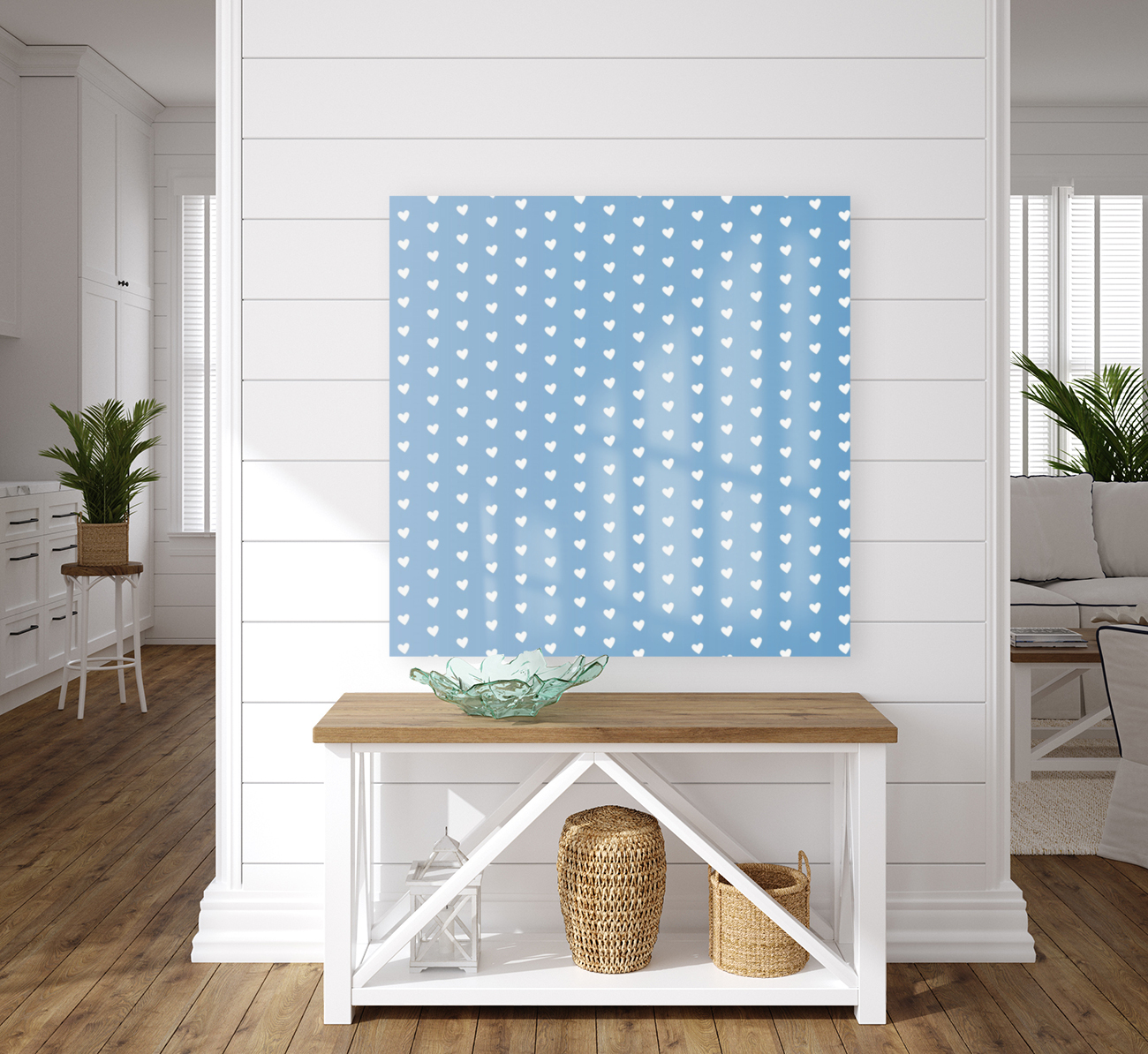 Blue Grey Heart Shape Pattern Reproduction