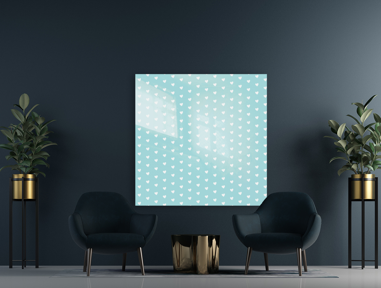 Light Blue Heart Shape Pattern Reproduction