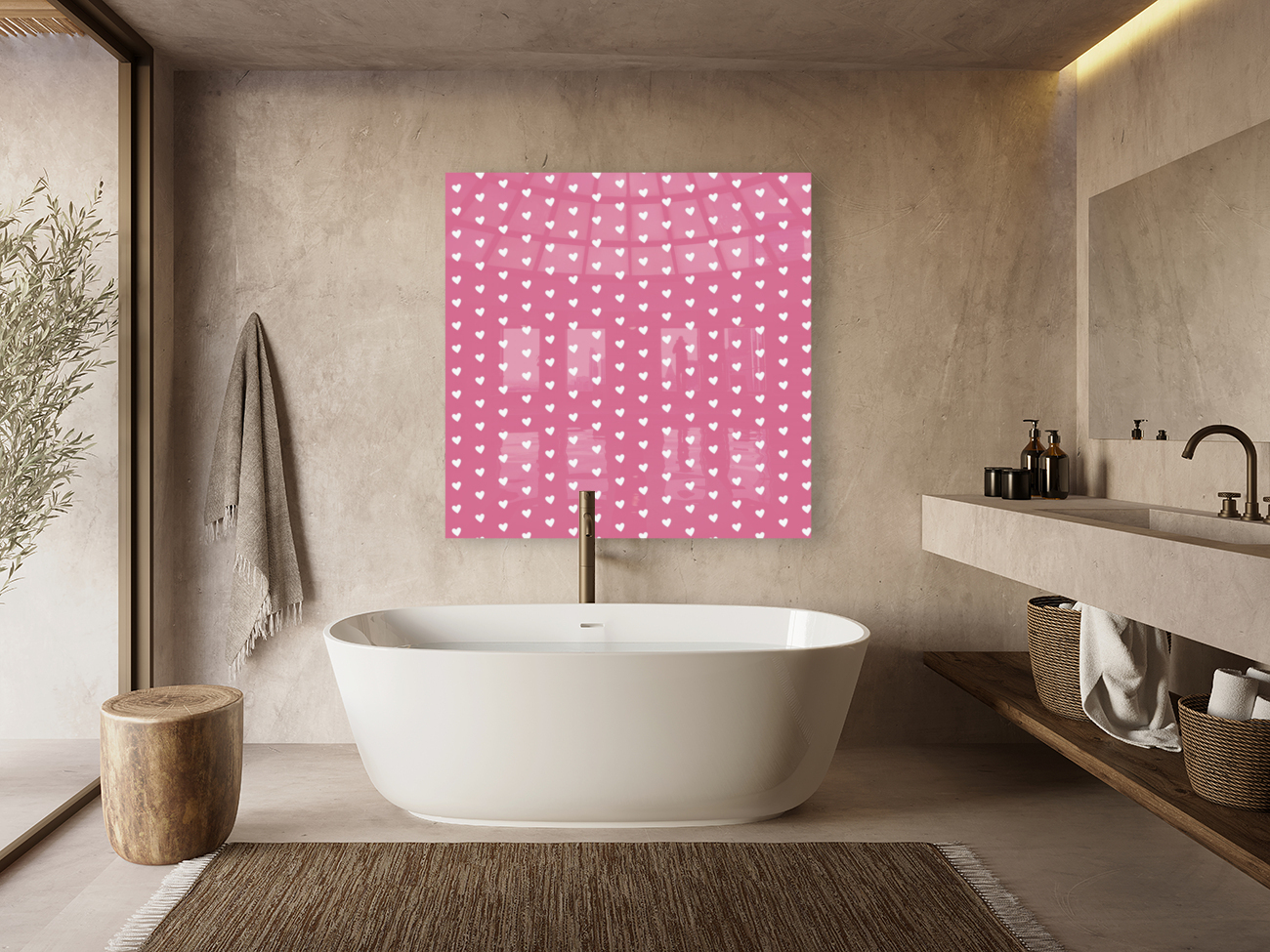 Pale Violet Red Heart Shape Pattern Reproduction