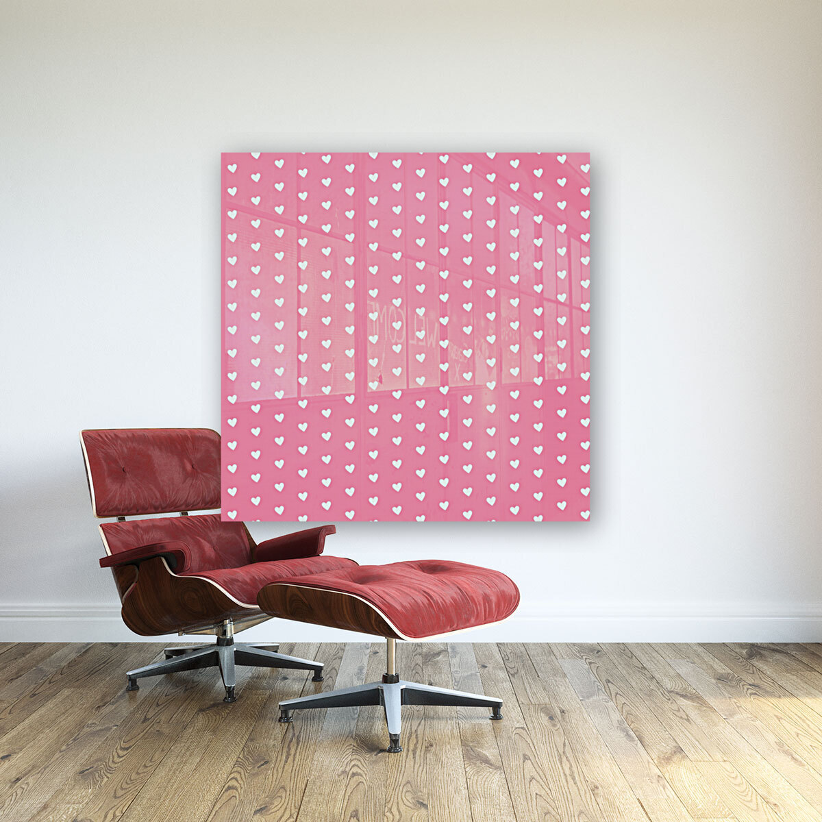 Flamingo Pink Heart Shape Pattern Reproduction