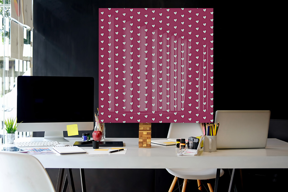 Fuchsia Rose Heart Shape Pattern Reproduction