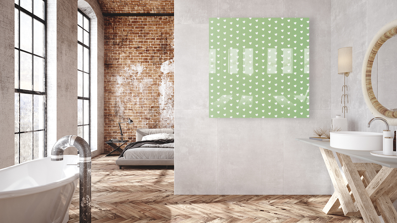 Green Blush Heart Shape Pattern Reproduction