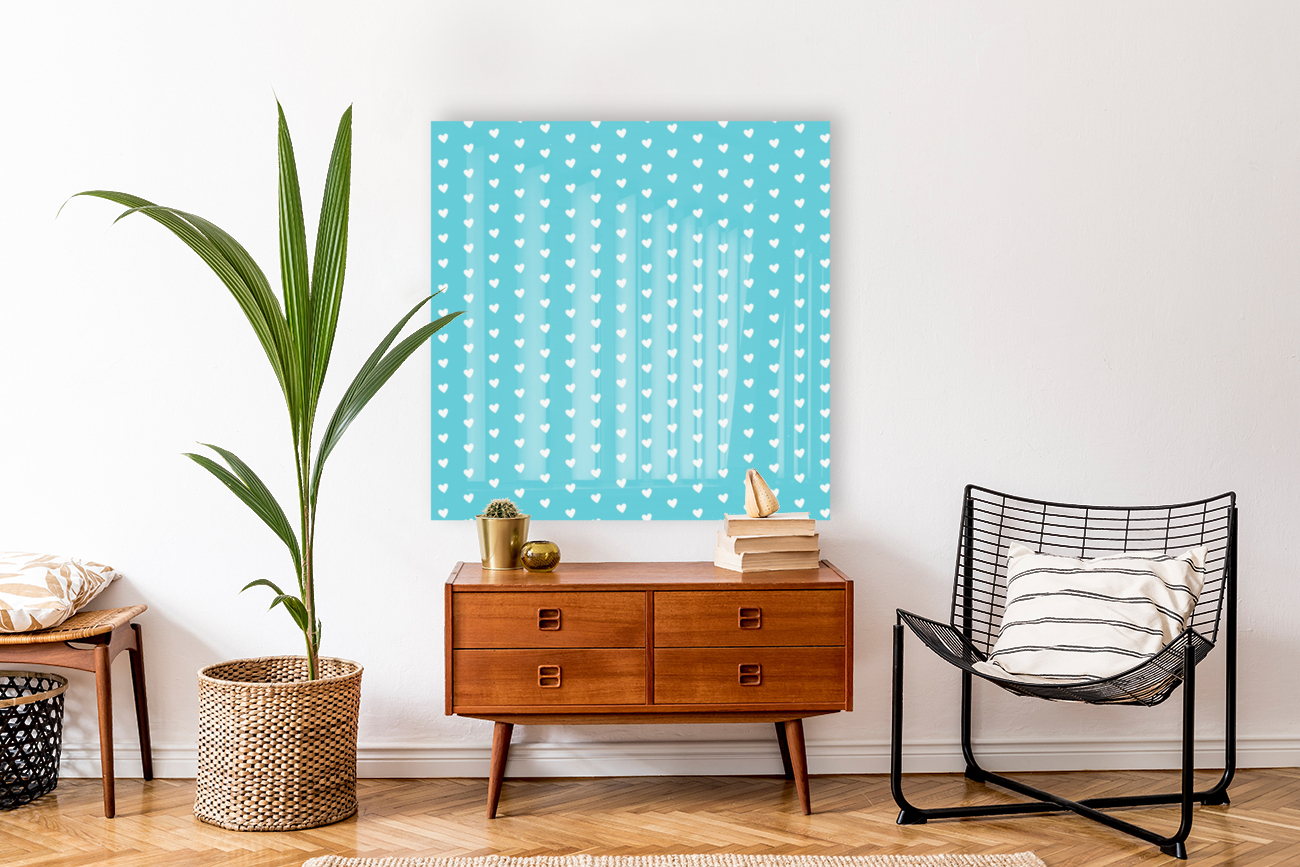 Sweet Light Blue Heart Shape Pattern Reproduction