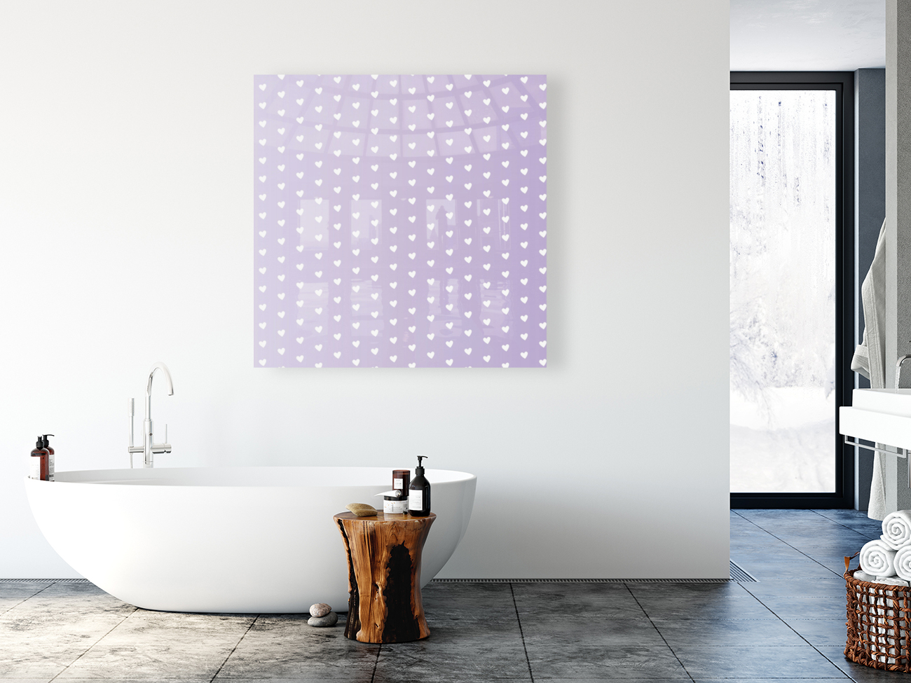 Spring Purple Heart Shape Pattern Reproduction
