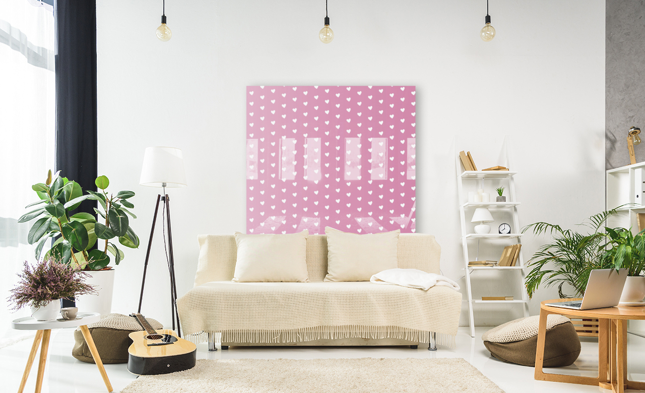 Pink Gradient Heart Shape Pattern Reproduction