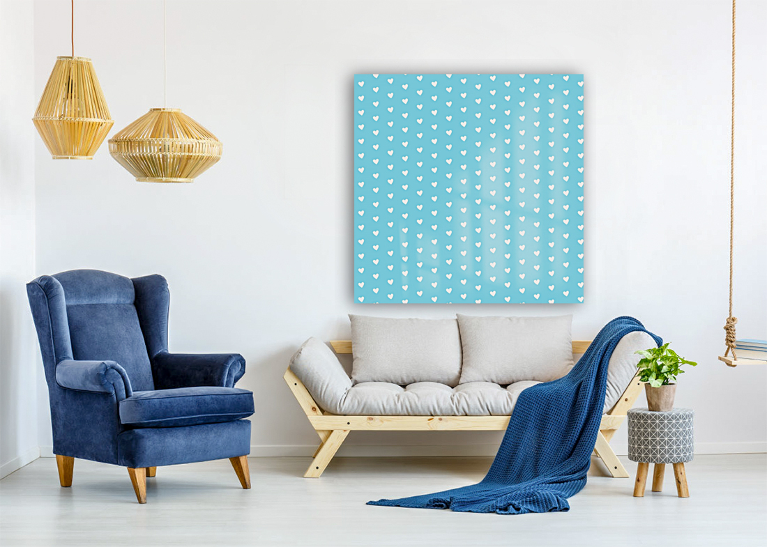 Sky Blue Heart Shape Pattern Reproduction