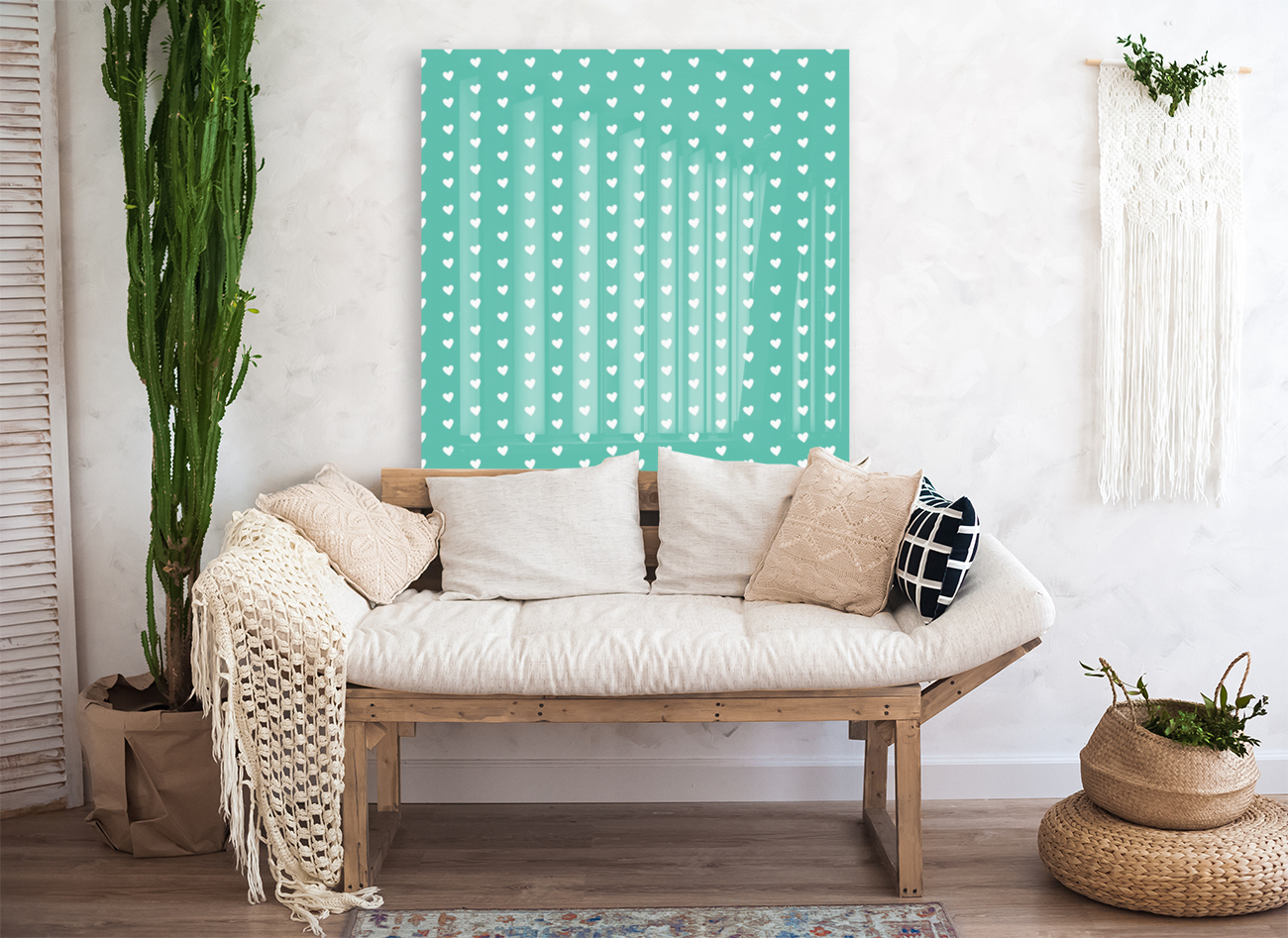 Sweet Green Heart Shape Pattern Reproduction
