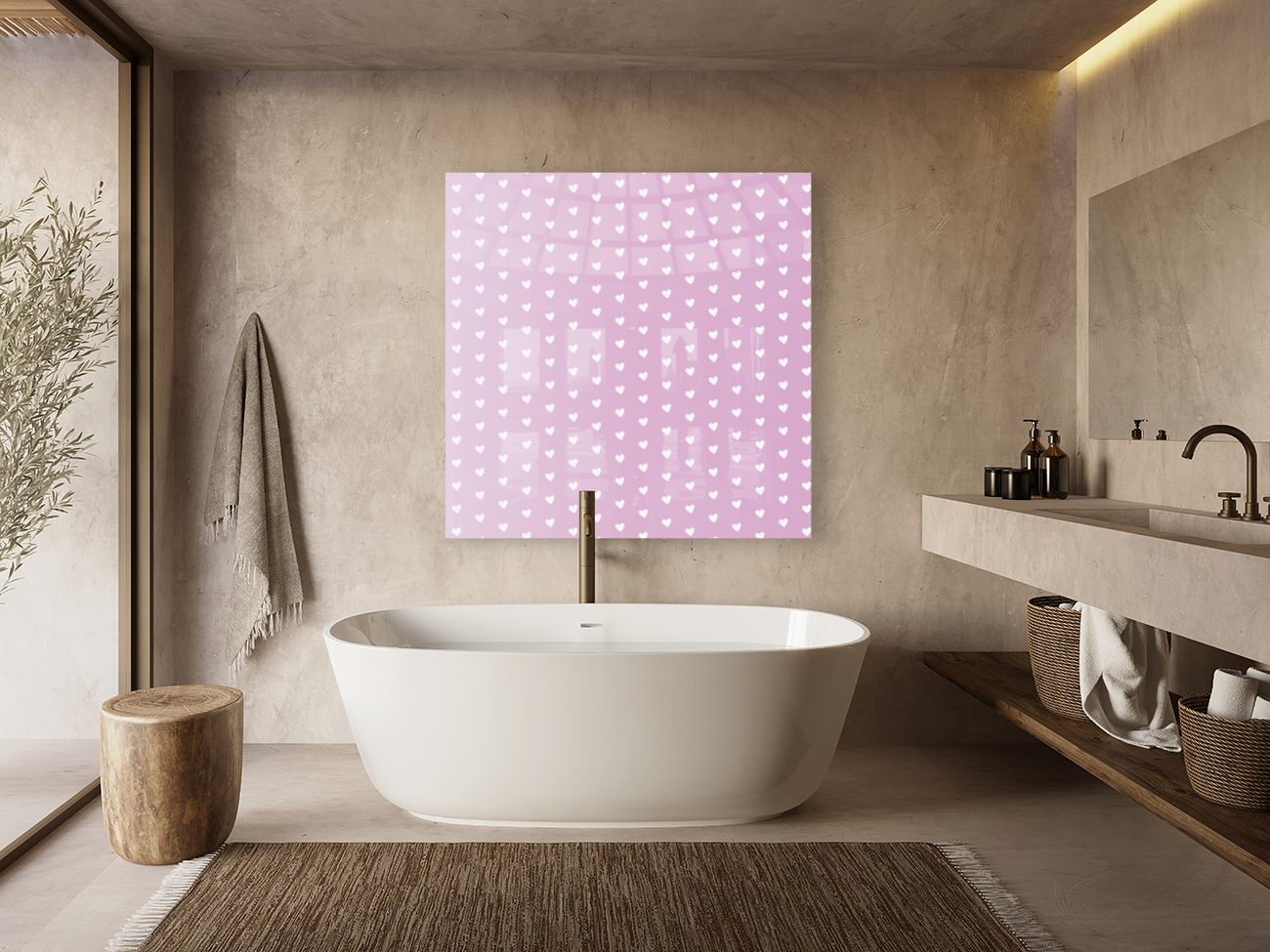 Spring Pink Heart Shape Pattern Reproduction