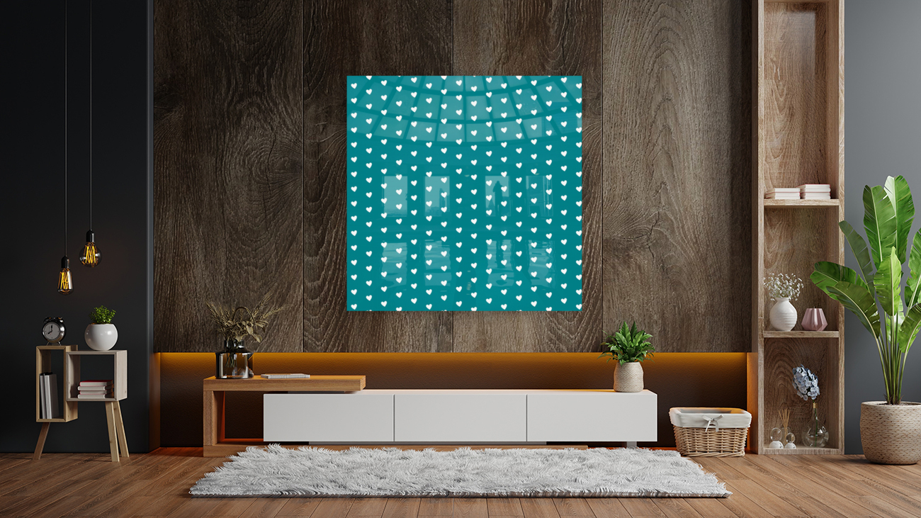 Teal Heart Shape Pattern Reproduction