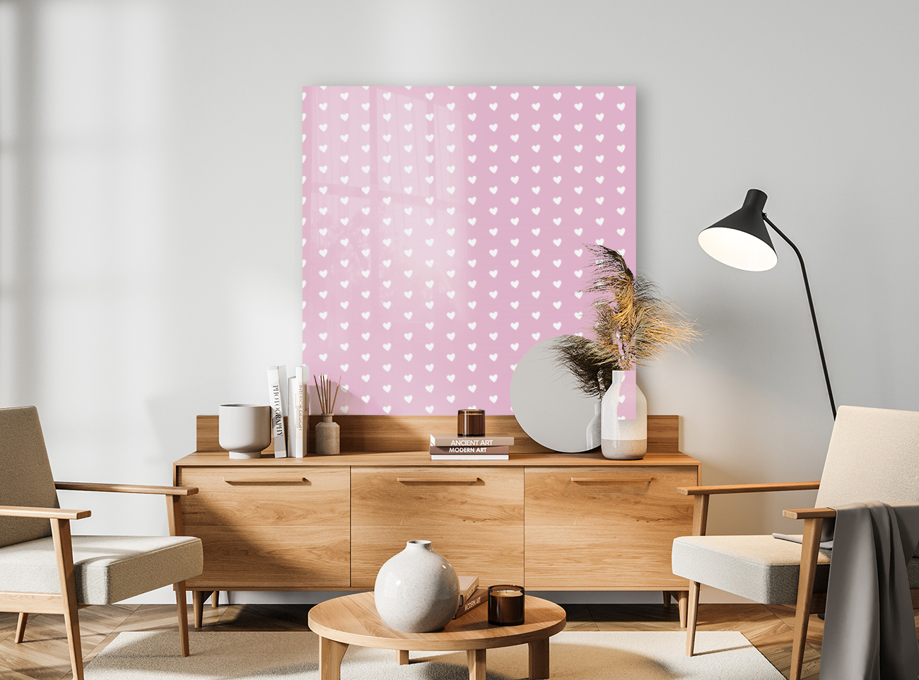 Sweet Lilac Heart Shape Pattern Reproduction
