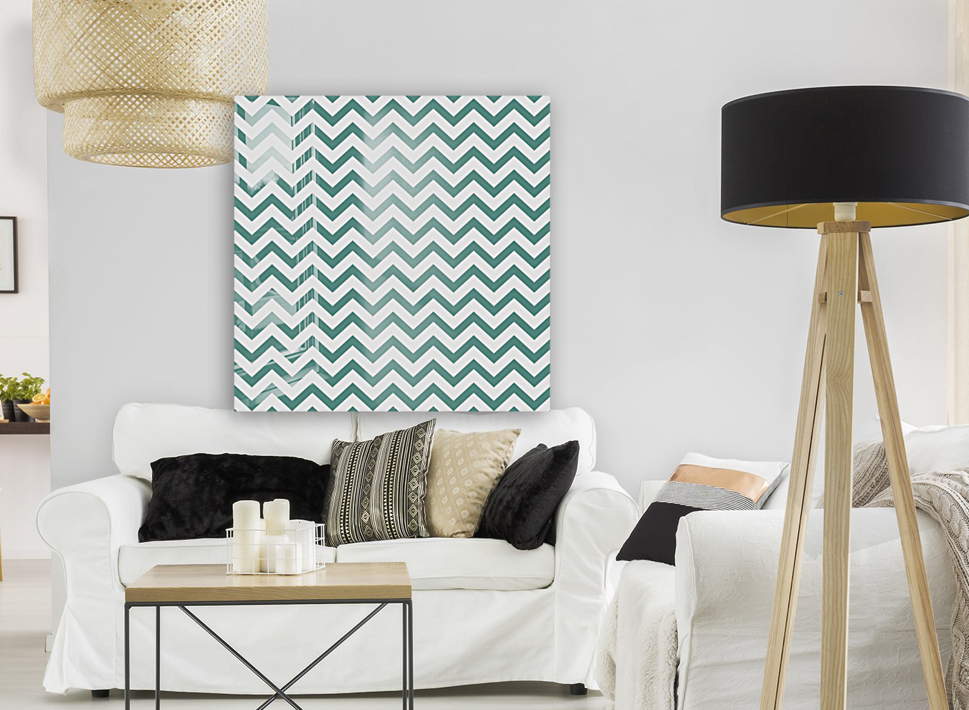 BLUE GREEN CHEVRON Reproduction