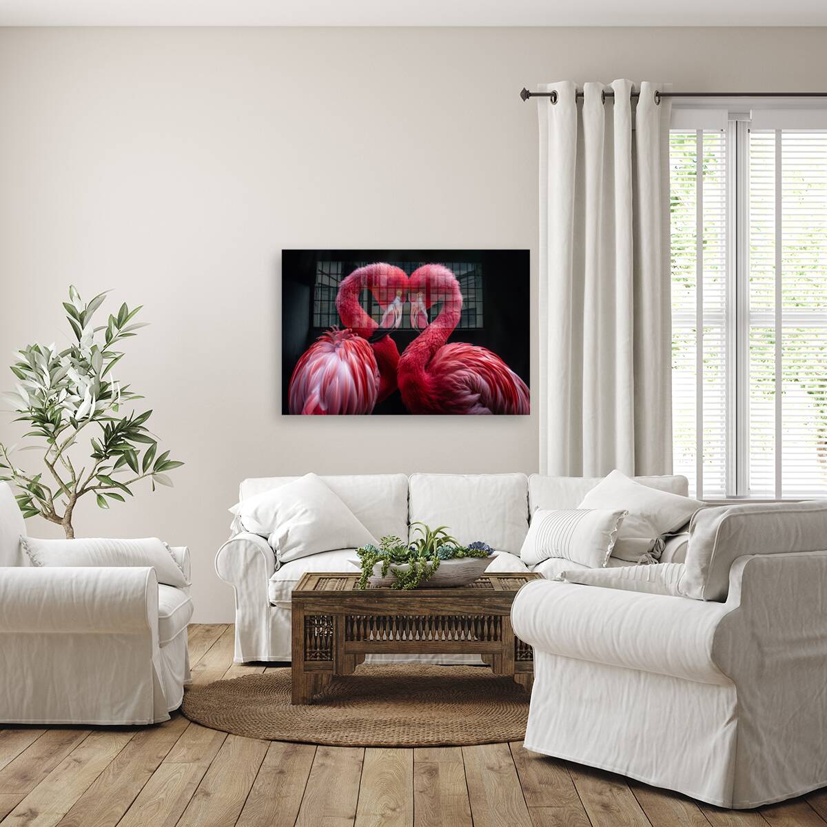 Blossoming Flamingos Reproduction