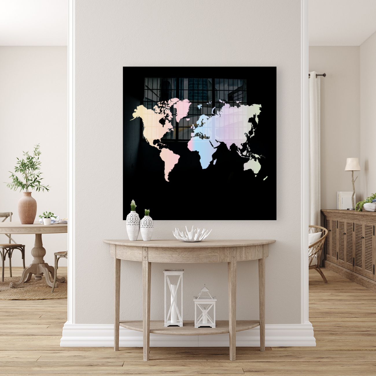 MULTICOLOR PASTEL WORLD MAP Reproduction