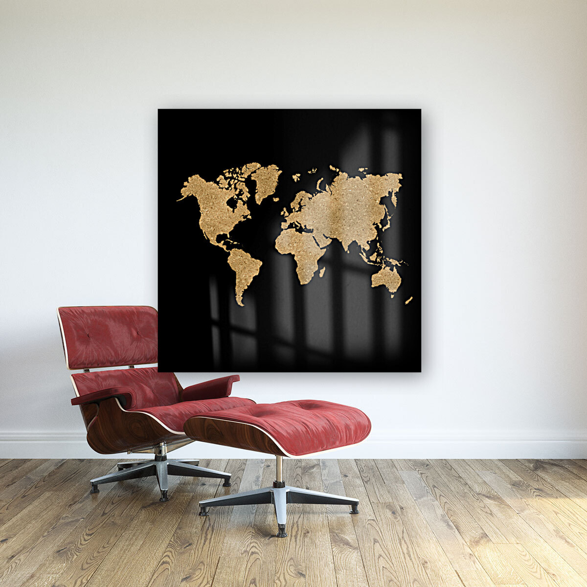 GOLD GLITTER WORLD MAP Reproduction
