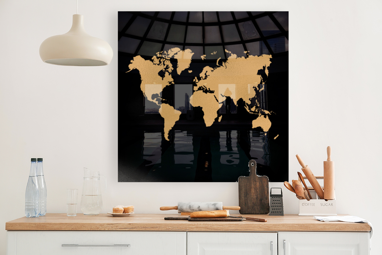 GOLD SHADE WORLD MAP Reproduction