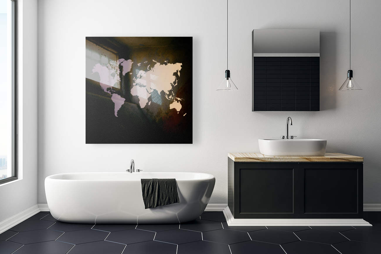 PURPLE SLATE WORLD MAP Reproduction