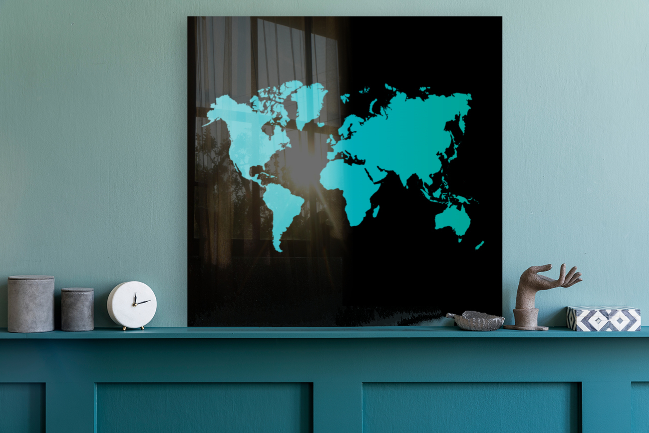 SUMMER TURQUOISE WORLD MAP Reproduction