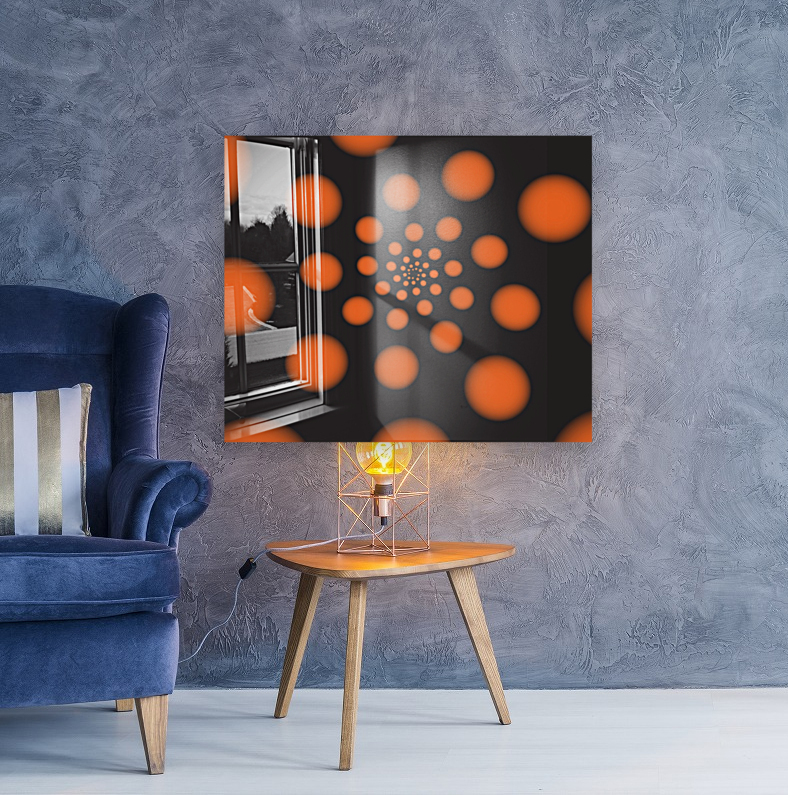 Orange Spiral Dots Reproduction