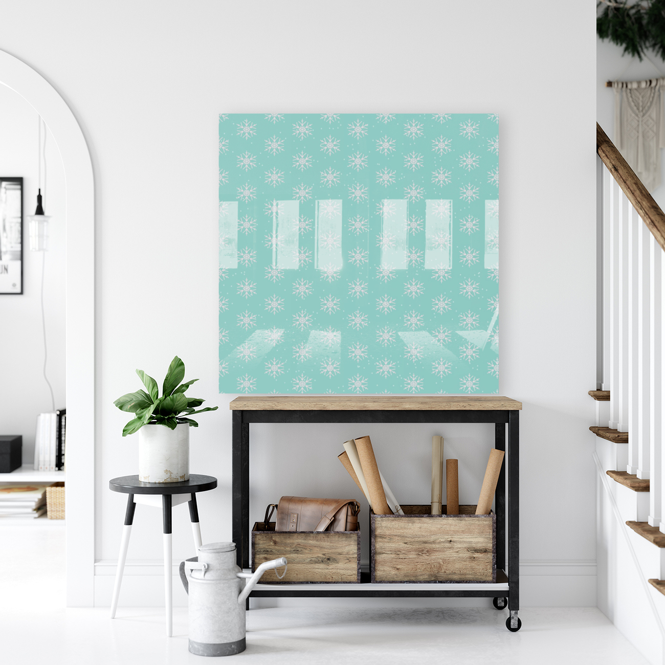 Cute Blue Snowflakes Reproduction