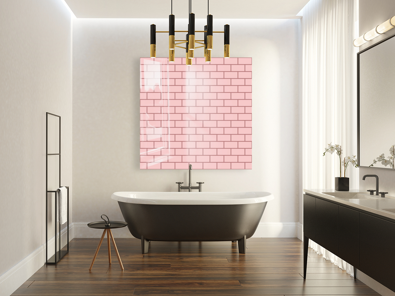 Pink Brown Brick Pattern Reproduction