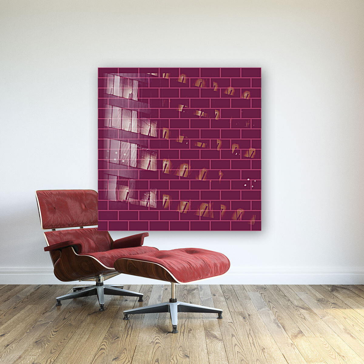 Magenta Pink Brick Pattern Reproduction