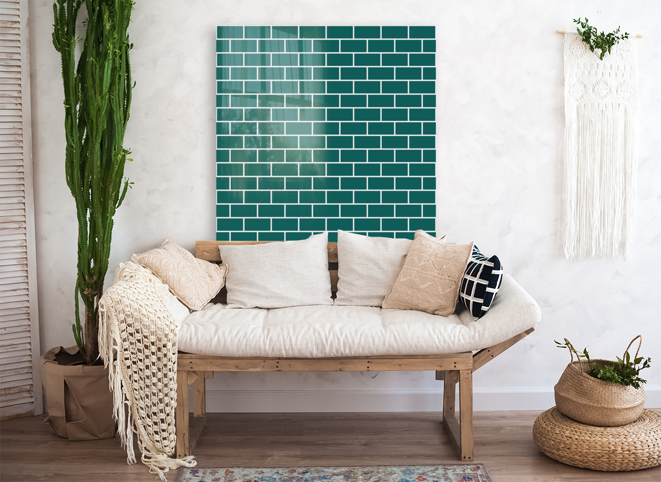 Blue Green Brick Pattern Reproduction