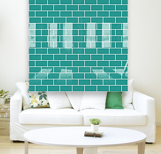 Ocean Blue Brick Pattern Reproduction