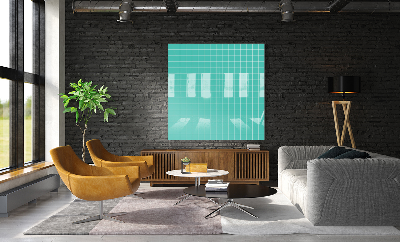 Turquoise Brick Pattern Reproduction