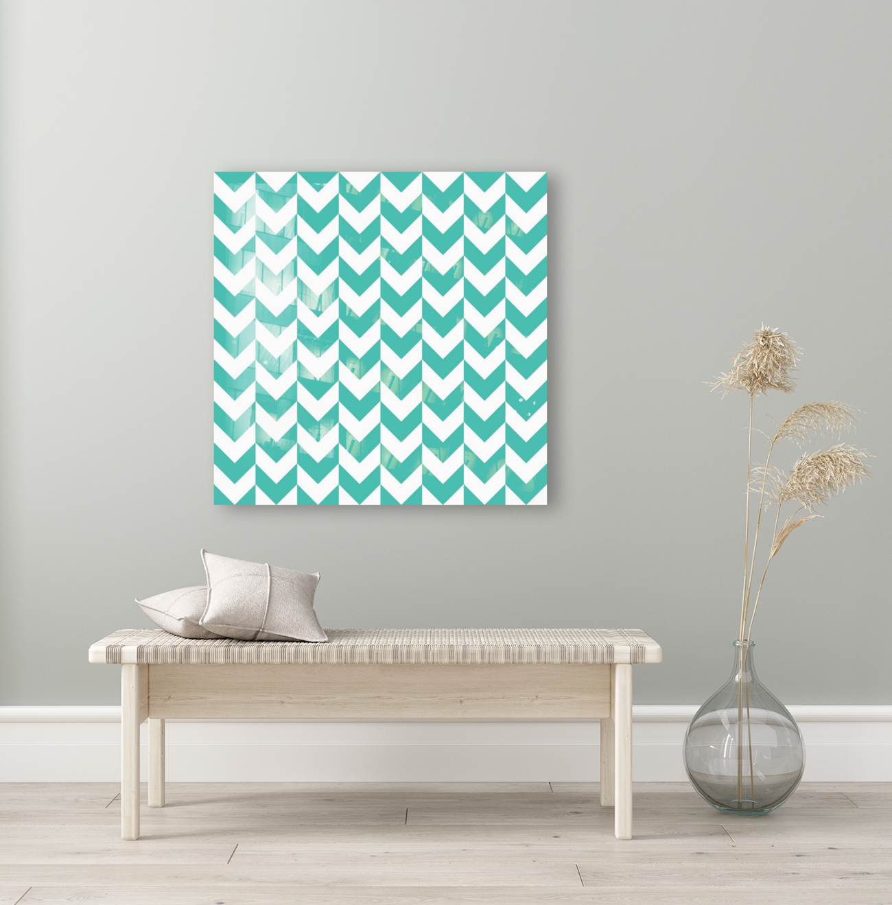 Green Chevron Pattern Reproduction