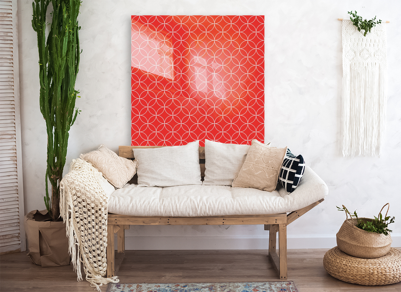 Pinkish Red Retro Circle Pattern Reproduction