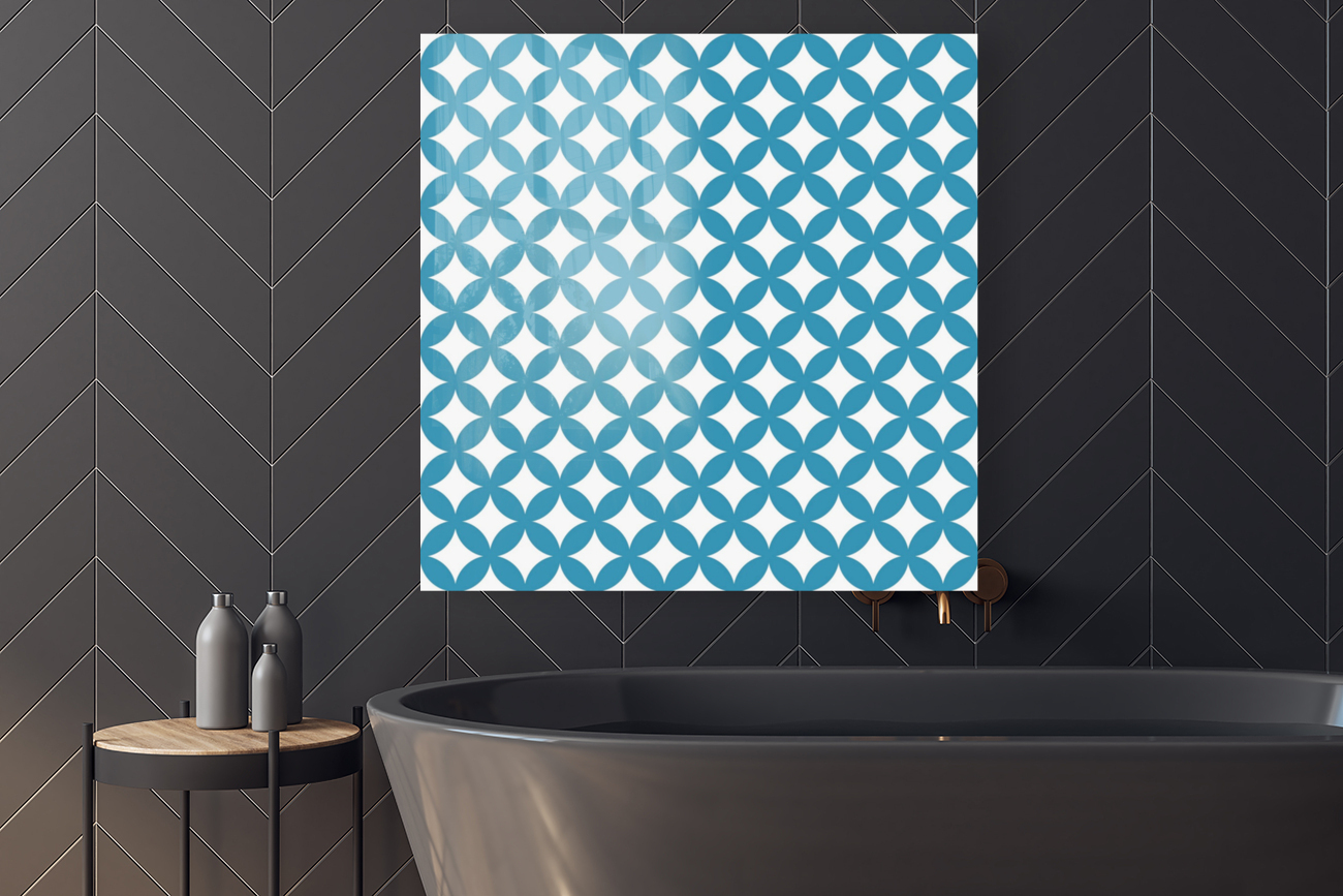 Blue Retro Circle Pattern Reproduction