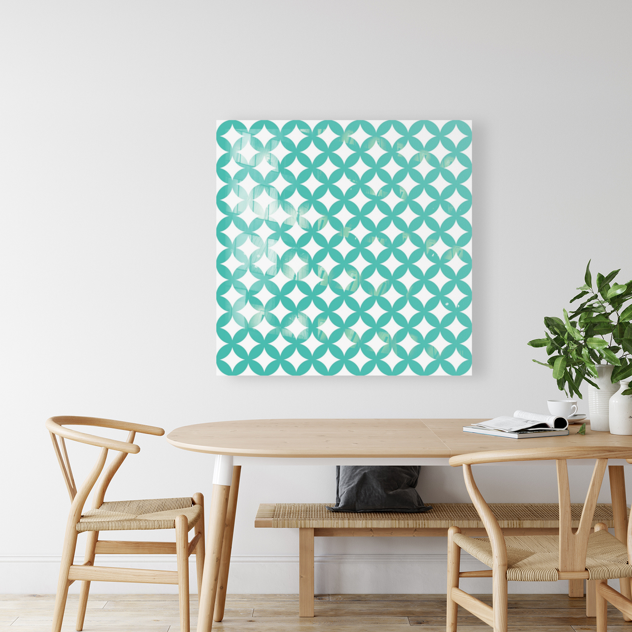 Turquoise Retro Circle Pattern Reproduction