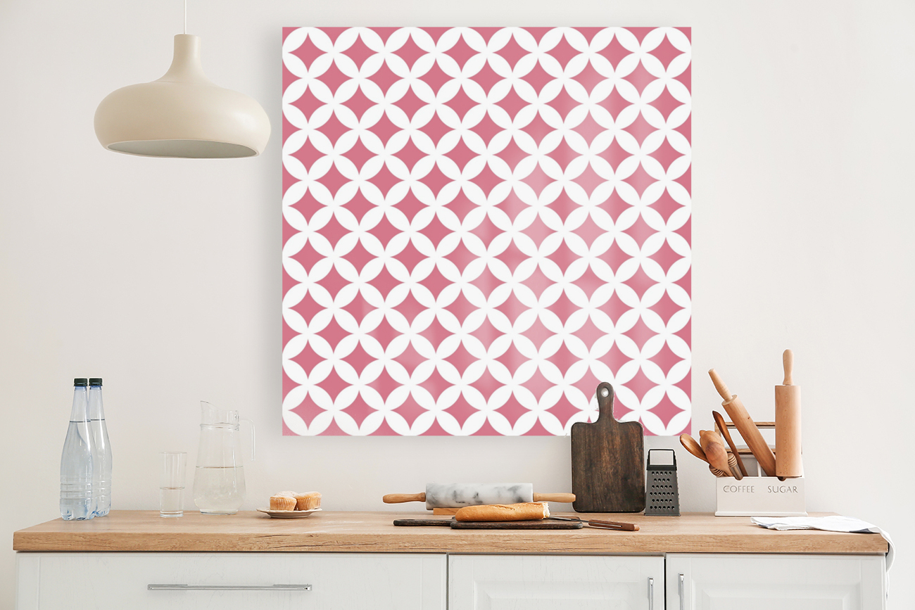 Red and White Retro Circle Pattern Reproduction