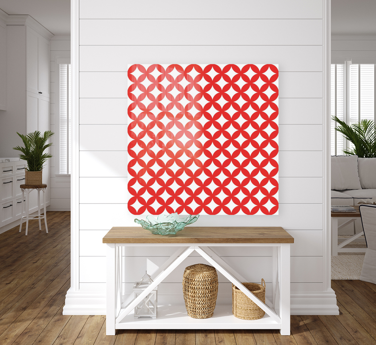 Red Retro Circle Pattern Reproduction