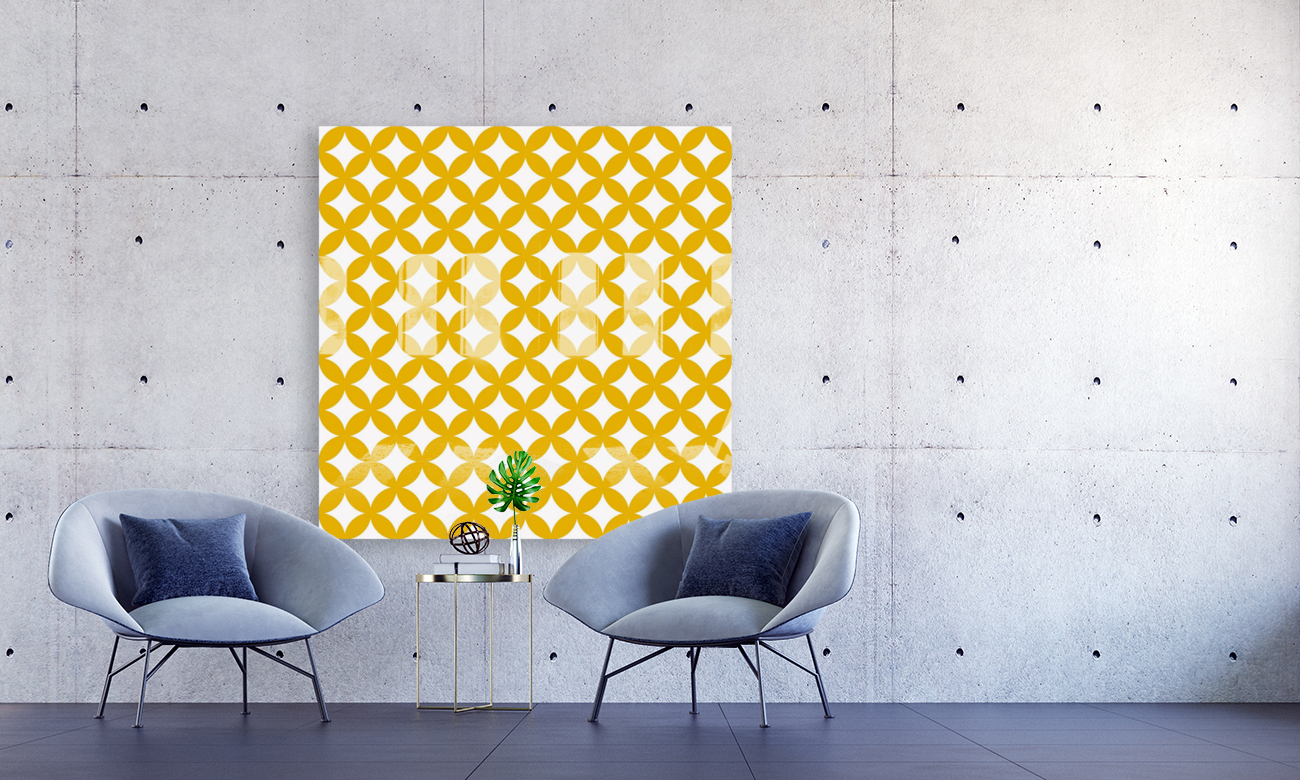 Yellow Retro Circle Pattern Reproduction