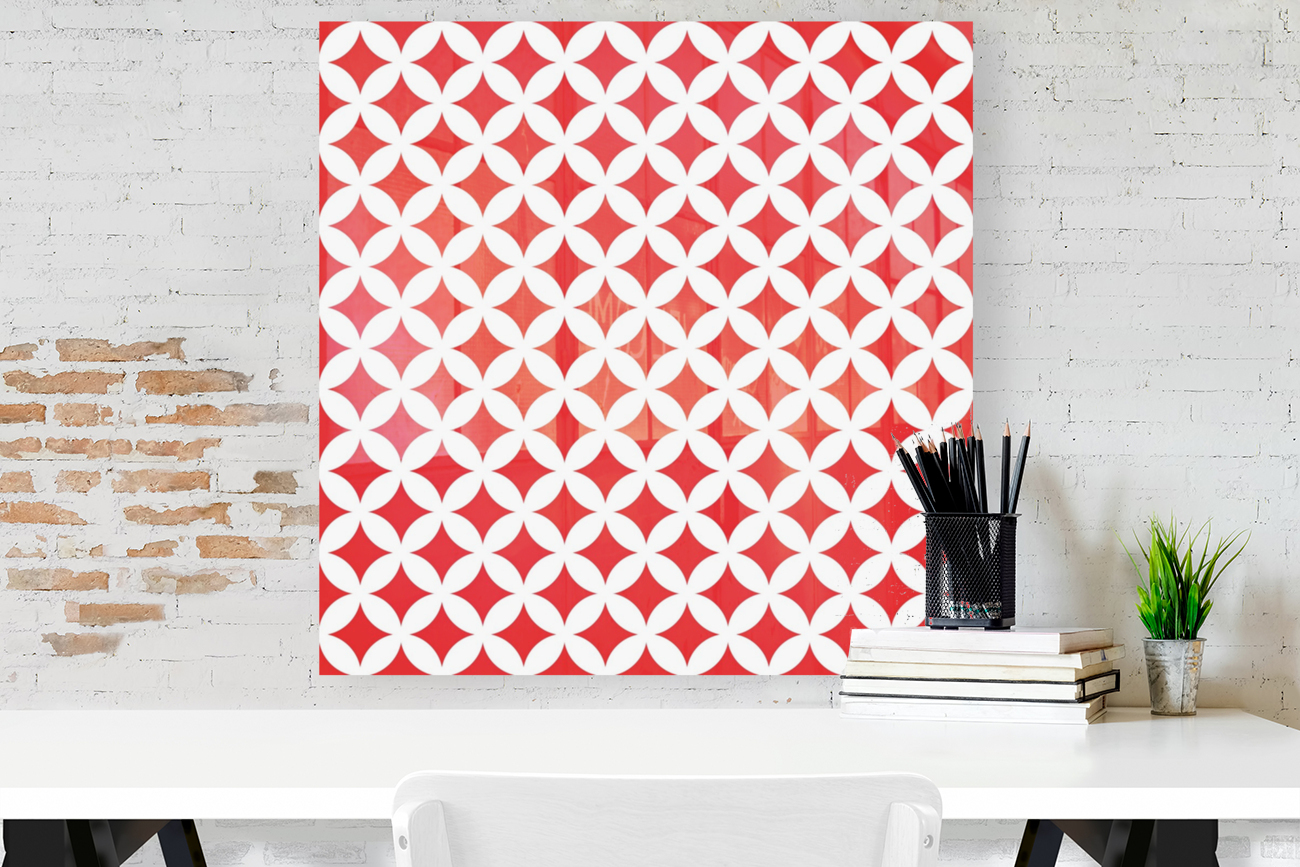 White and Red Retro Circle Pattern Reproduction