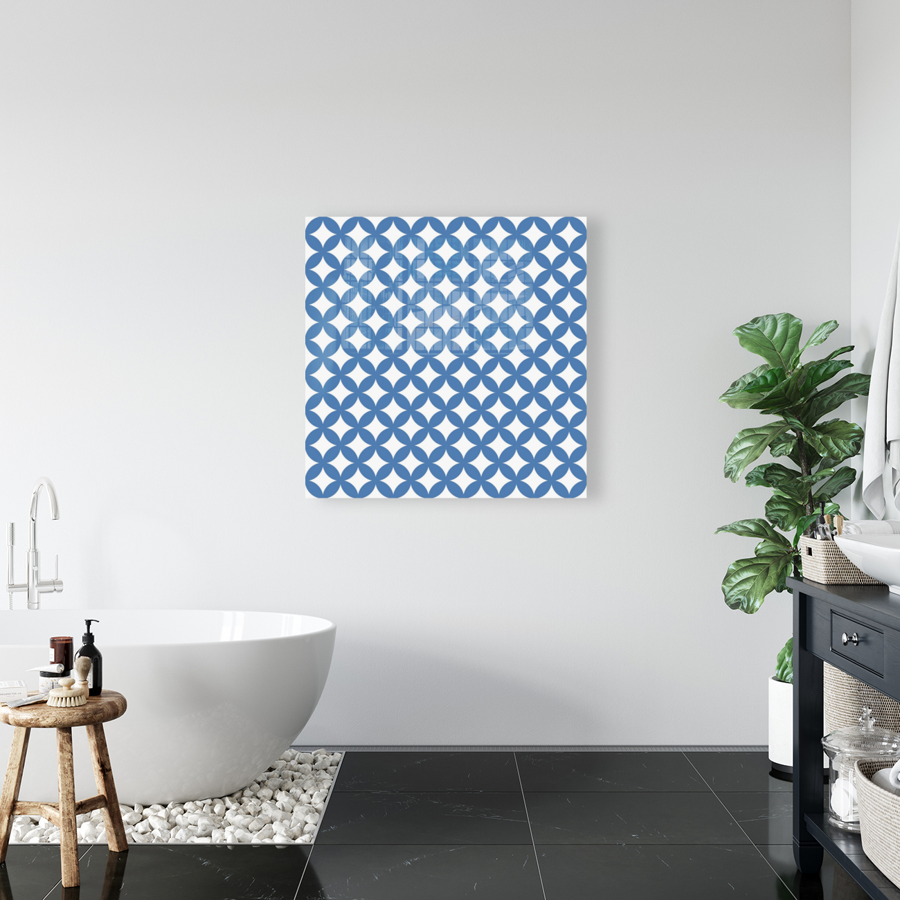 Blue Retro Circle Pattern Reproduction