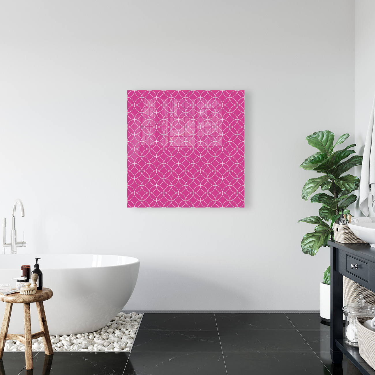 Pink Retro Circle Pattern Reproduction
