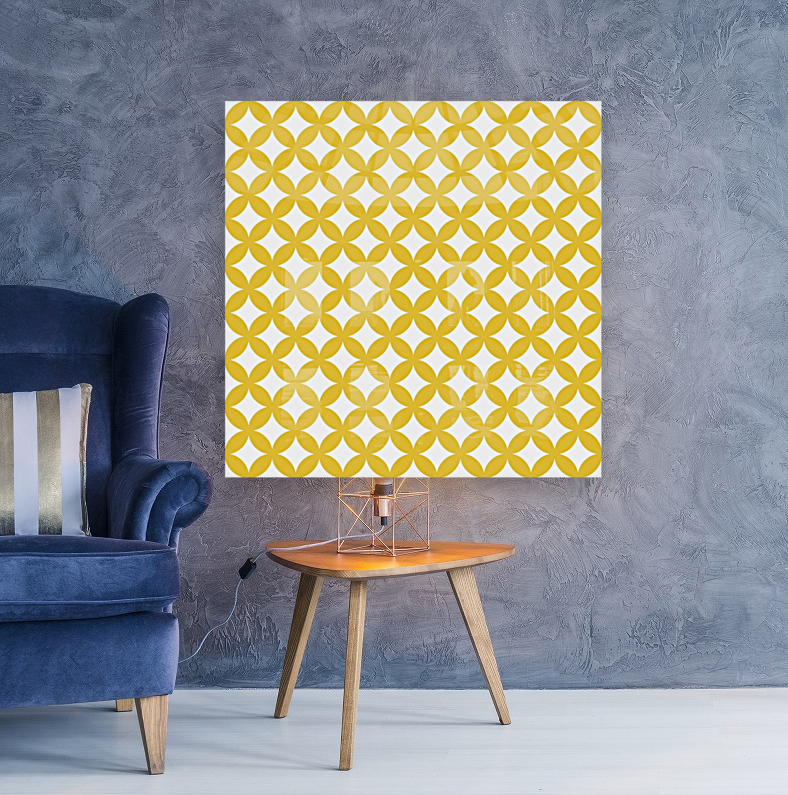 Yellow Retro Circle Pattern Reproduction
