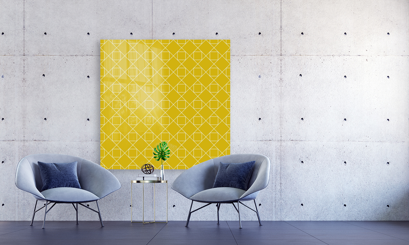 Yellow Squares And Diamonds Pattern  Reproduction