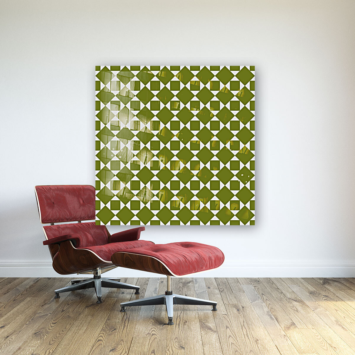 Green Squares And Diamonds Pattern  Reproduction