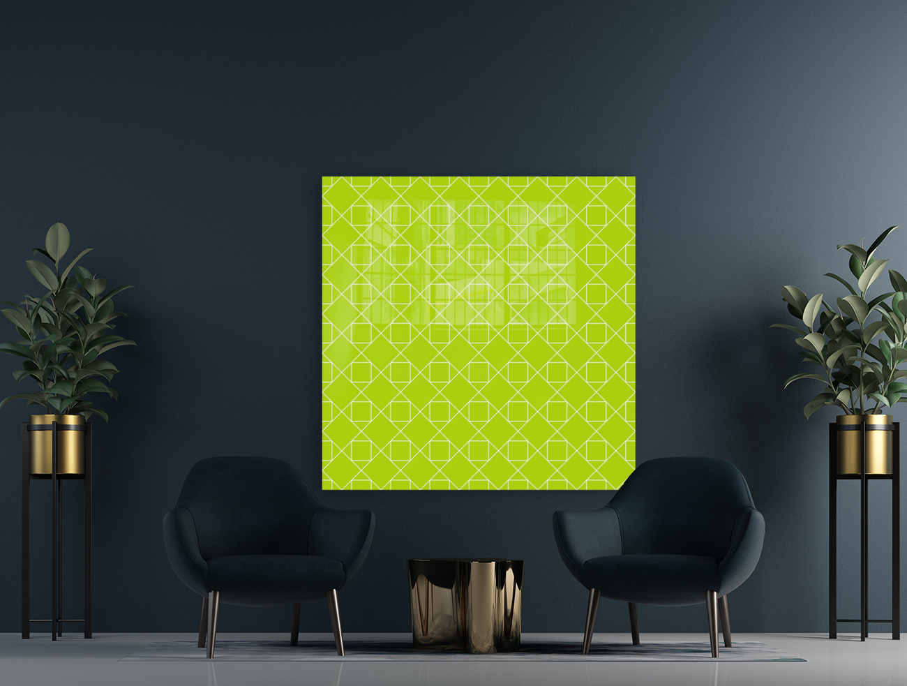 Light Green Diamonds Pattern  Reproduction