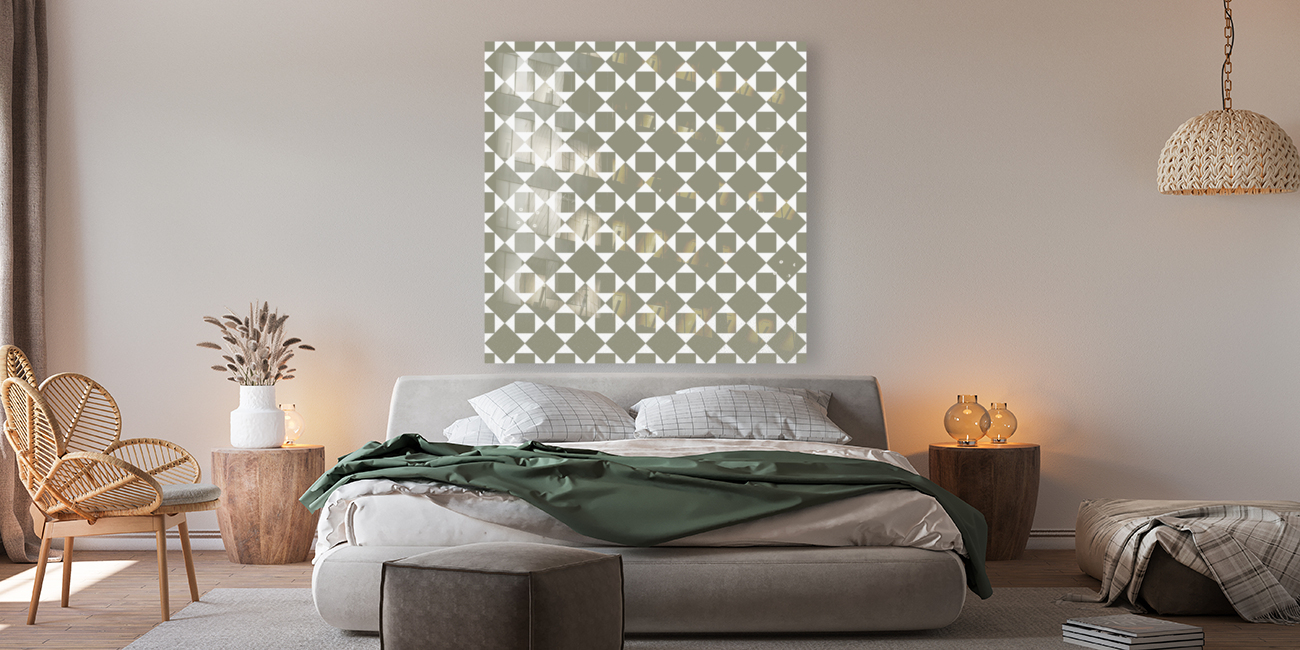 Light Green Squares And Diamonds Pattern Reproduction