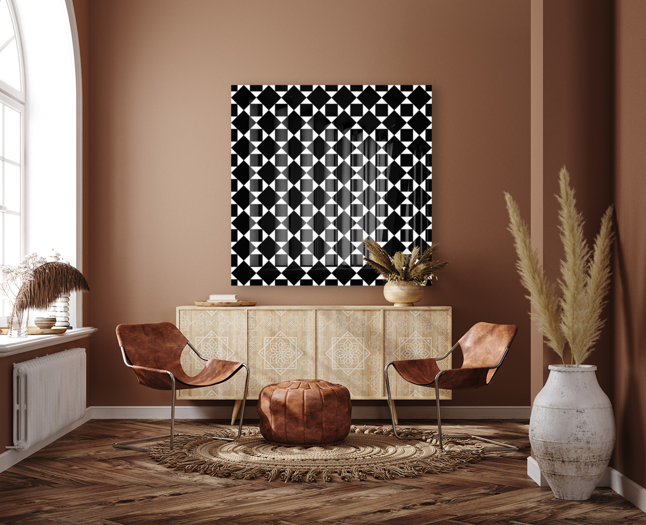 Black and White Geometric Pattern Reproduction