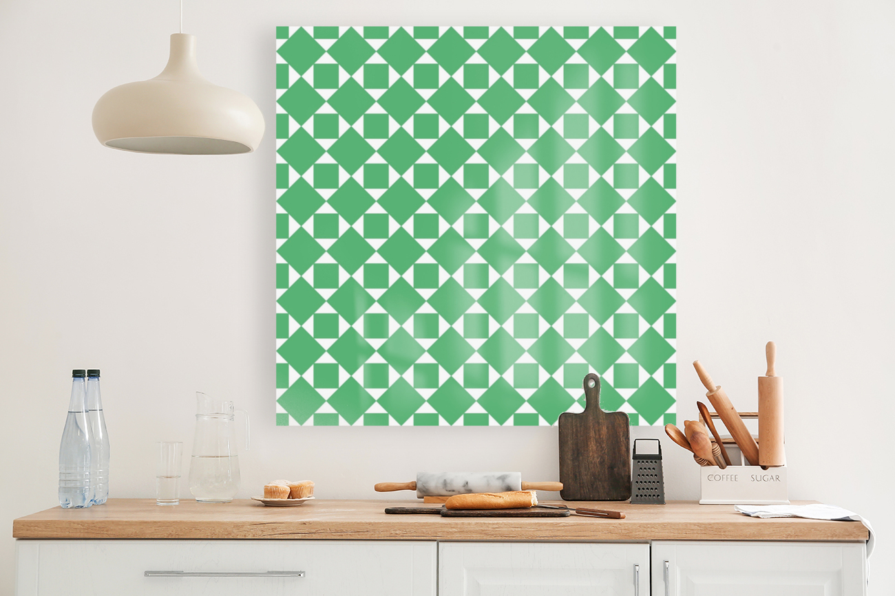 Dark Green Geometric Pattern Reproduction